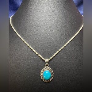 Pendant*Turquoise 925 Sterling Silver Floral Design